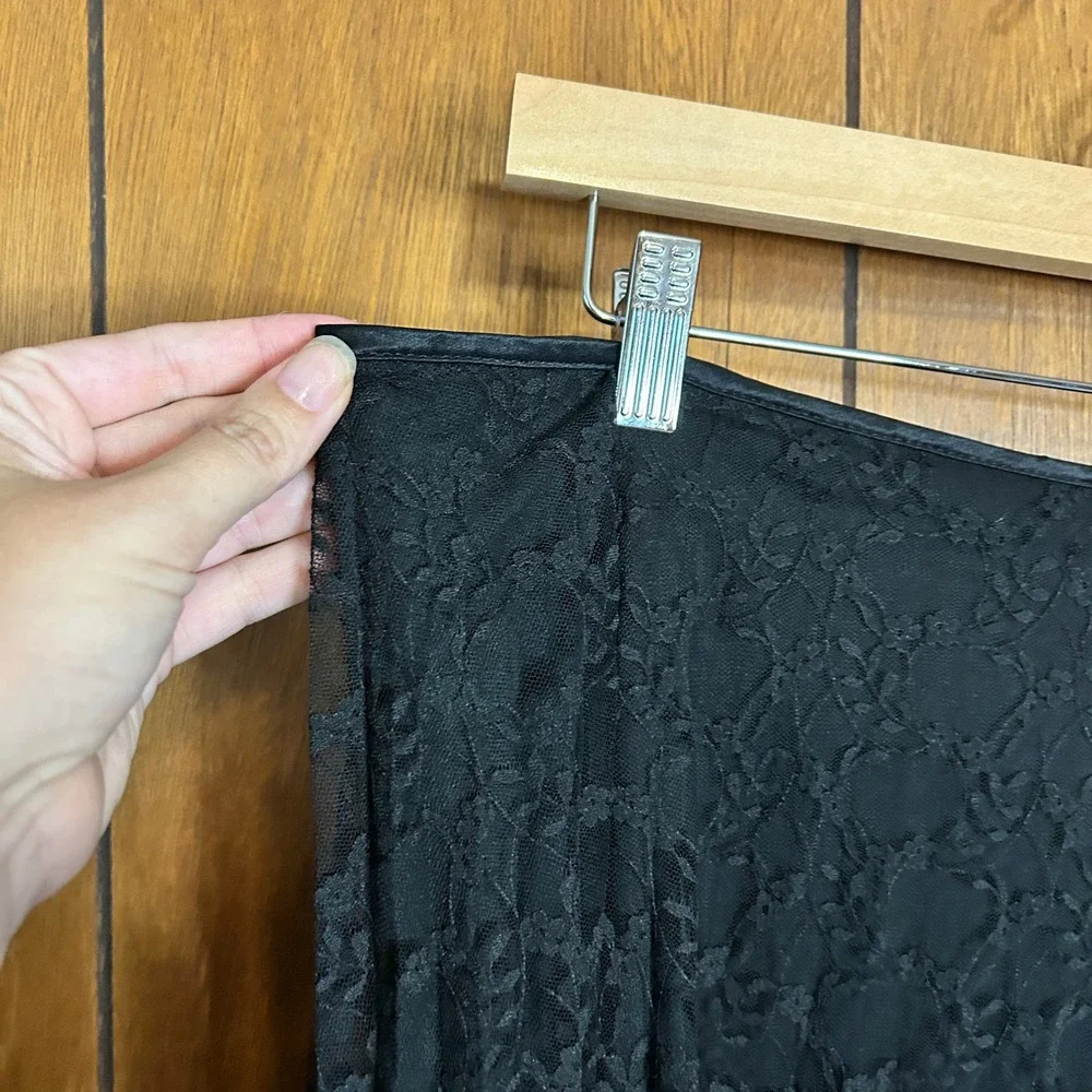 KM Collections Black Lace Maxi Skirt Formal Elegant‎ Party Evening Career
